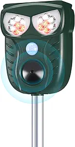 Photo 1 of Solar Ultrasonic Animal Repellent Outdoor, Cat Squirrel Raccoon Dog Deer Repellent Device with Motion Detection, IP66 Waterproof Mouse Skunk Rodent Deterrent