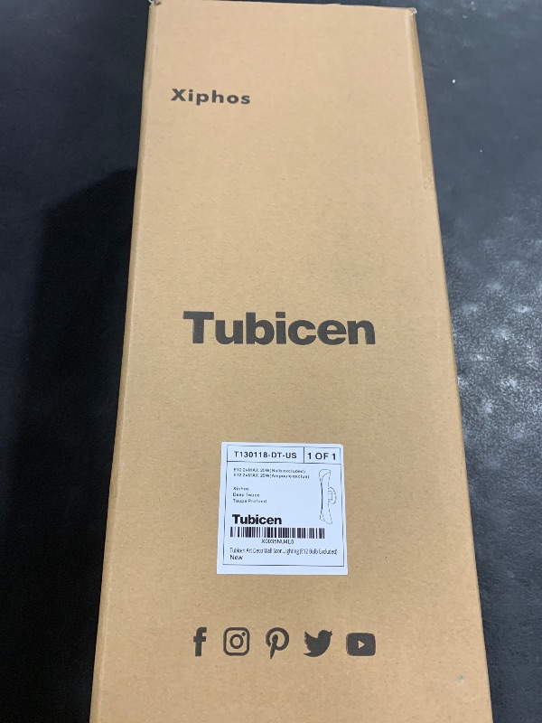 Photo 1 of Tubicen Mid Century Wall Sconce Taupe Dimmable Home Theater Sconces Wall Lighting 15.7" H Up and Down Wall Lights for Living Room Bedroom Hardwired