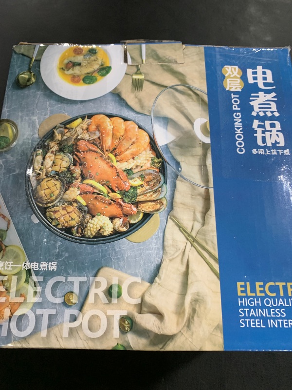 Photo 1 of Drizzle 3L Hot Pot Cooker Skillet Steamer- Multifunction Frying Pan 110V Non-Stick Grill Stir-fried Stewed Cookware Steak Noodle Ramen Shabu Shabu Pot - Home Office Party Kitchen Dorm Cooking Blue