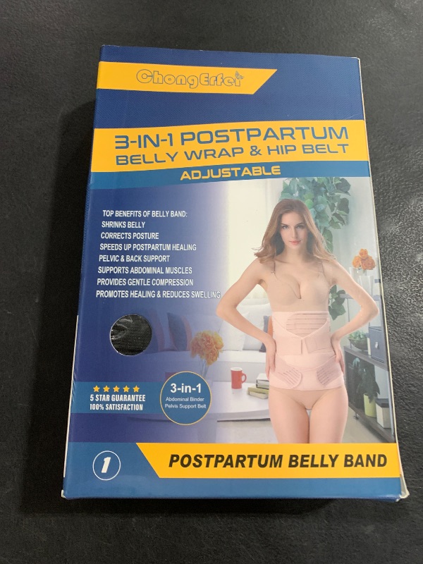 Photo 1 of 3 in 1 Postpartum Belly Band - Postpartum Belly Support Recovery Wrap, After Birth Brace, Slimming Girdles, Body Shaper Waist Shapewear, Post Surgery Pregnancy Belly Support Band (S/M, Black)