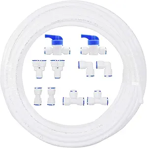 Photo 1 of 1/4" OD Quick Connect Push in to Connect Water Tube Fitting 10pcs+1/4 inch RO Water White Tubing, 10M(32FT)