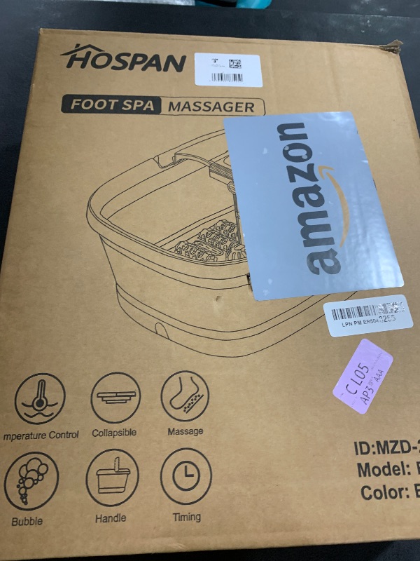 Photo 1 of HOSPAN Collapsible Foot Spa with Heat, Bubble, Red Light, and Temperature Control, Foot Bath Massager with 8 Shiatsu Massage Rollers, Pedicure Foot Spa for Relaxation and Stress Relief, Black