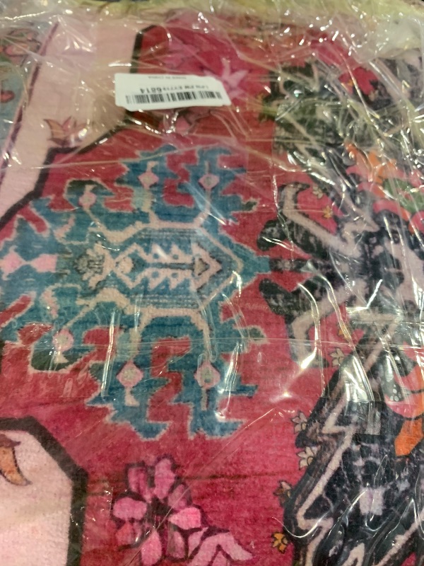 Photo 1 of Noahas Hot Pink 6x9 Area Rugs for Living Room, Vintage Machine Washable Rug,Low Pile Print Large Rug with Rubber Backing Non-Slip Carpets for Bedroom Girls,Kitchen,Dining Room,Home Office,Home Decor