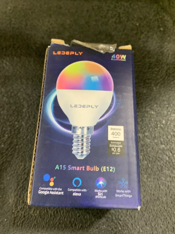 Photo 1 of 5W=40W, LED Smart Bulb, A15 Globe Shape, Compatible with Alexa, Google Home, E12, Dimmable, WiFi, Color Changing, Tunable White 2700K-6500K, G45 Ceiling Fan Light Bulbs, 1 Pack, No hub Required