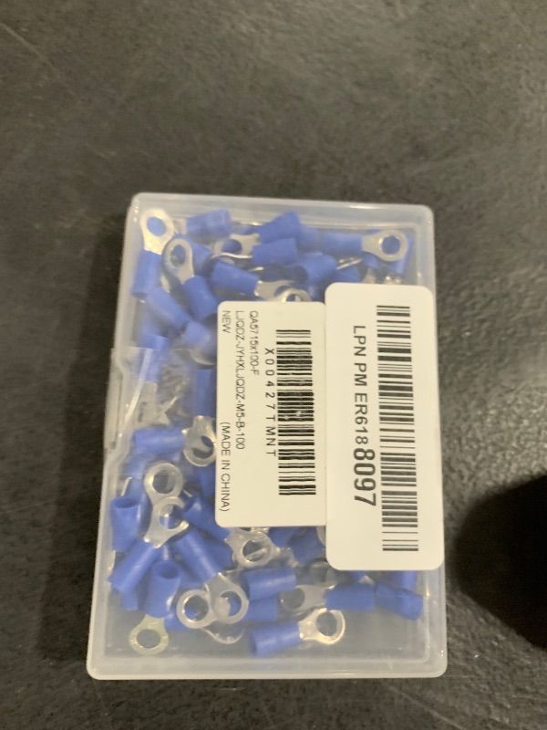 Photo 1 of Chanzon 100pcs Blue Ring Terminals - #10 M5 - UL Listed Insulated PVC Eyelet Wire Connector 16-14AWG Gauge Electrical Crimp Connector for Boat Truck Stereo Car