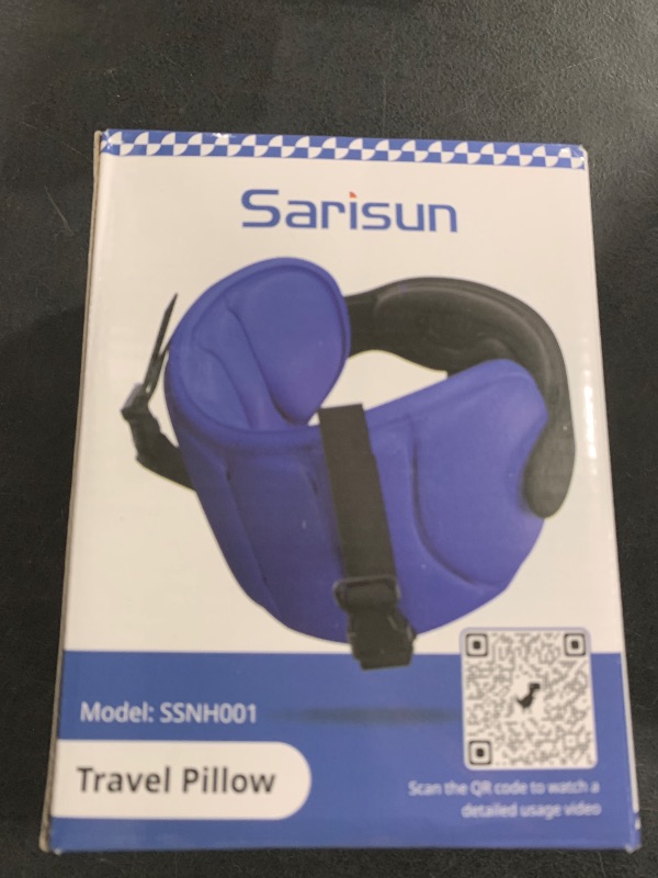 Photo 1 of SARISUN Travel Pillows for Airplanes, Airplane Pillow for Long Flight, Airplane Head Strap with Eye Mask for Sleep, Travel Neck Pillow for Car Road Trip, 360° Support Headrest, Stop Bobblehead, Black