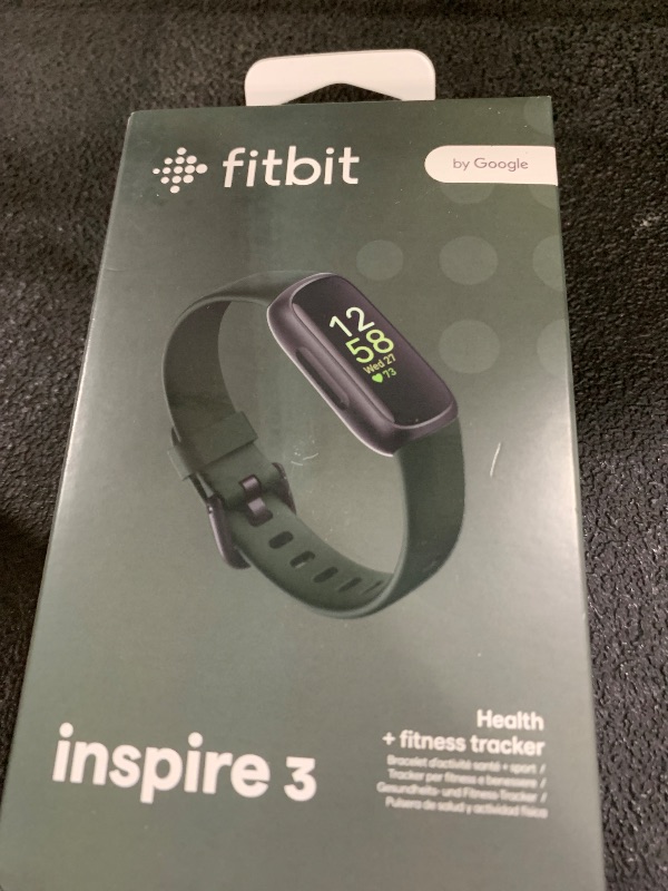 Photo 1 of Fitbit Inspire 3 Health &-Fitness-Tracker with Stress Management, Workout Intensity, Sleep Tracking, 24/7 Heart Rate and more, Midnight Zen/Black One Size (S & L Bands Included)