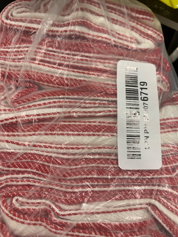 Photo 1 of Candy Cottons Stripe Kitchen Dish Towels With Hanging Loop - Boho Absorbent Festive Gift Set of 6 - Reusable 18x28 Inch Pantry Decor - Trendy Spring French Red