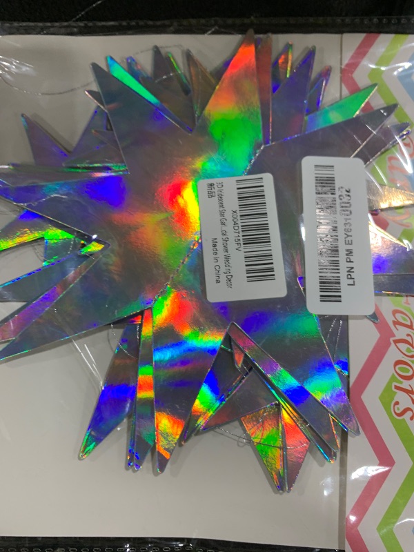 Photo 1 of 3D Iridescent Star Garlands Streamer Decoration Hanging Twinkle Little Star Party Streamer Banner for Kids First Birthday Birthday Wedding Baby Bridal Shower Wedding Decor