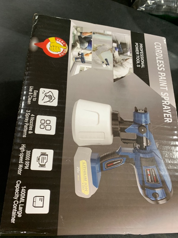 Photo 1 of Paint Sprayer Cordless High Power Electric Spray Paint Gun Easy to Clean for Furniture Cabinets House Painting Light Blue(Not Include Battery)