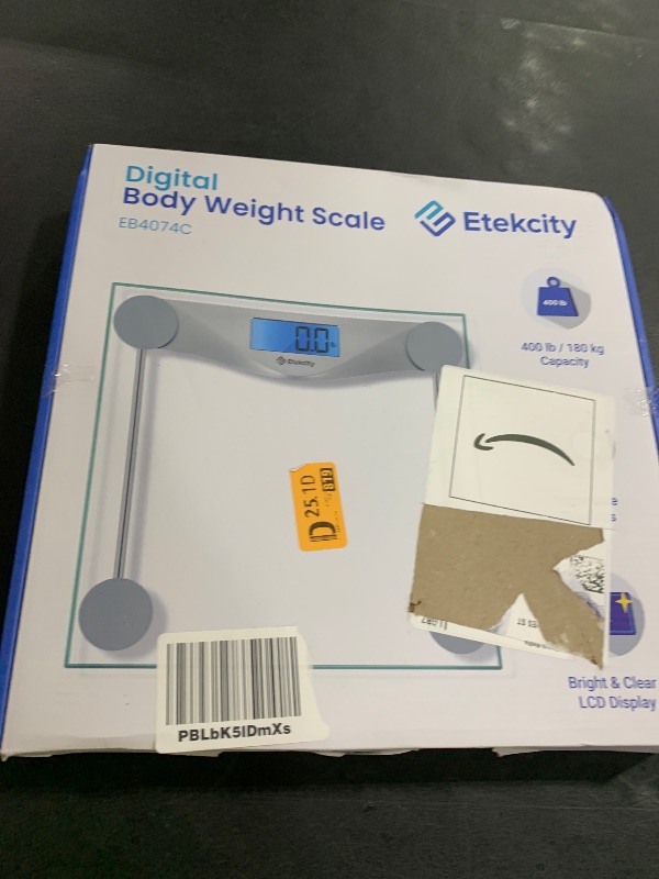 Photo 1 of Etekcity Digital Body Weight Bathroom Scale, Large Blue LCD Backlight Display, High Precision Measurements,6mm Tempered Glass, 400 Pounds