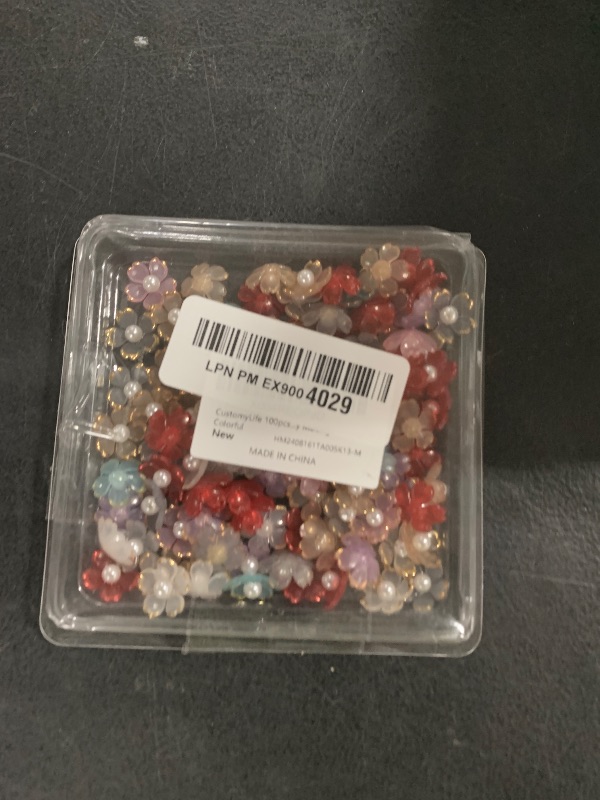 Photo 1 of CustomyLife 100pcs Cherry Blossom Beads, 5-Petal Acrylic Flower Beads, Mini Spacer Hair Accessories Halloween Christmas for Bracelets Earring Jewelry Making- Colorful