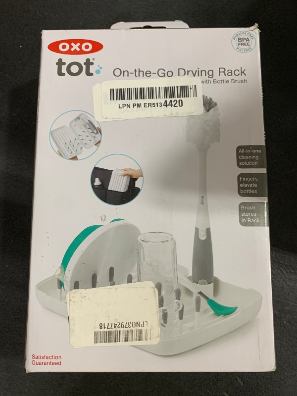 Photo 1 of OXO Tot Travel Size Drying Rack with Bottle Brush- Gray