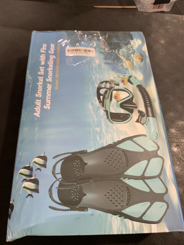 Photo 1 of Ubekezele Snorkeling Gear for Adults Men Women,4 in 1 Snorkel Set with Panoramic View Diving Mask Anti-Fog Anti-Leak,Dry Top Snorkel,Fins and Travel Bag for Swimming,Snorkeling and Travel Diving
