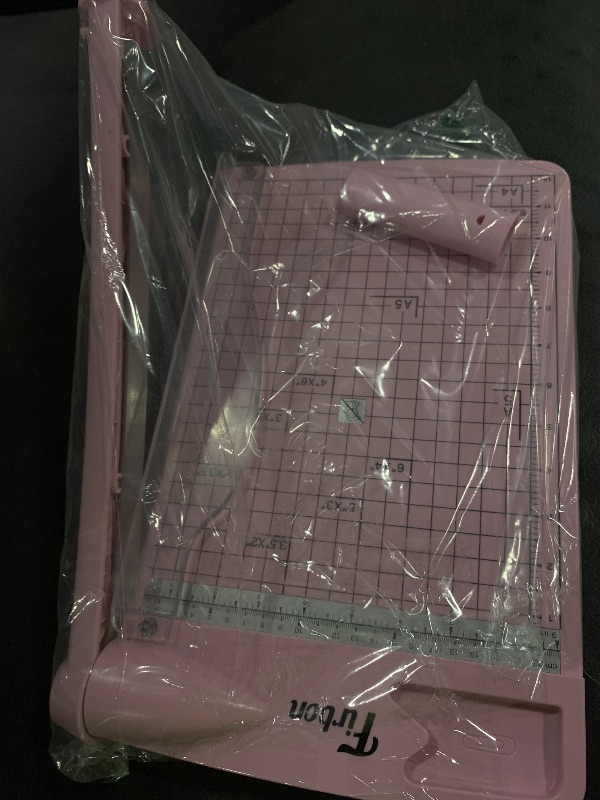 Photo 1 of Firbon 12" Guillotine Paper Cutter, Heavy Duty 12-Sheet Capacity Trimmer for Cardstock, Photos, Scrapbooking, Office, Classroom, Studio (Pink)