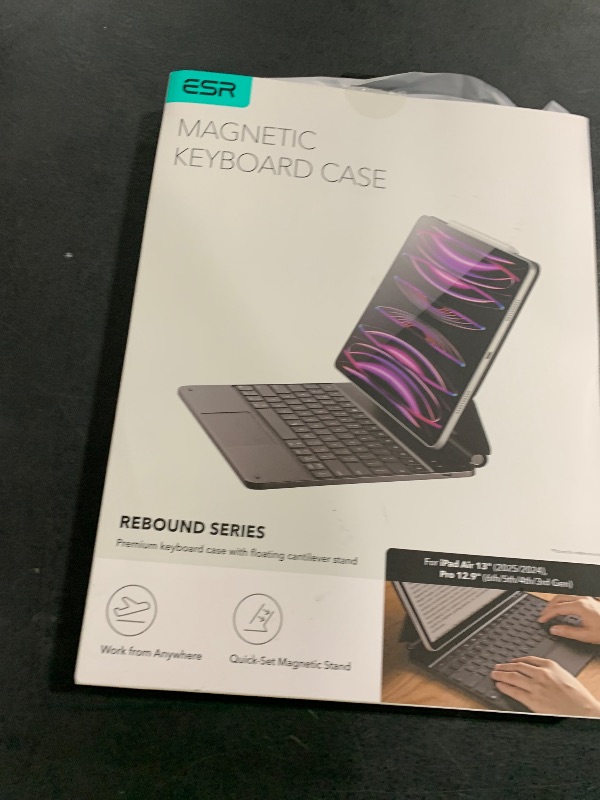 Photo 1 of ESR iPad Air 13 Inch Case Keyboard (M3/M2, 2025/2024) & iPad Pro 12.9 inch (3/4/5/6th Gen) Magic Keyboard, Easy-Set Floating Cantilever Stand, Precision Multi-Touch Trackpad, Rebound Series, Black