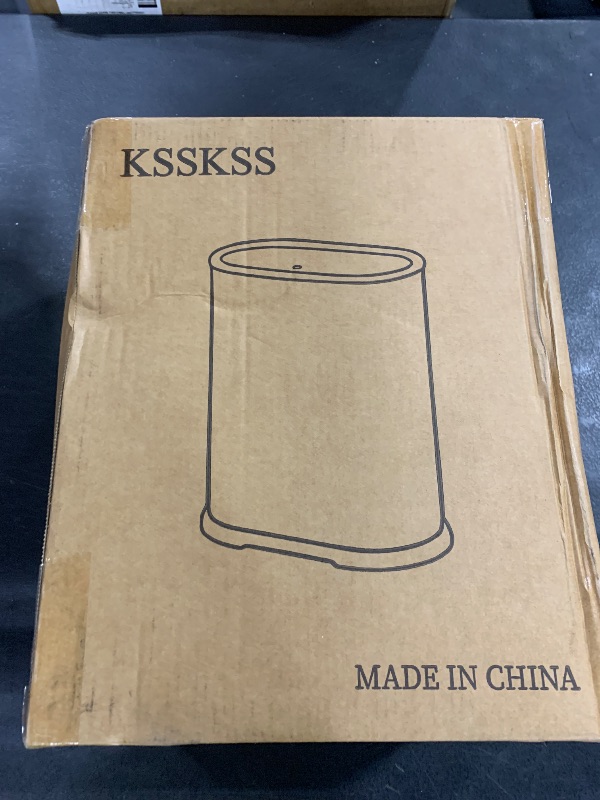 Photo 1 of KSSKSS 1.8 Gallons Small White Bathroom Trash Can with Lid, Slim Bathroom Garbage Bin, Removable Liner Bucket, Dog Proof Trash Can with Pop-Up Lid for Bedroom,Toilet