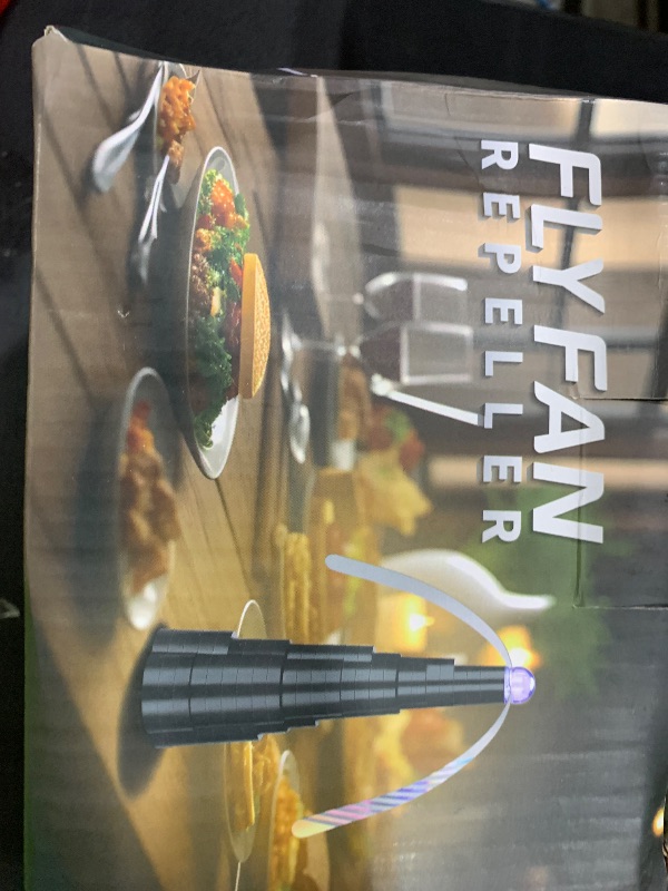 Photo 1 of Fly Fans for Tables, Rechargeable Fly Fan for Outdoor Table, Food Fan Table Top with Colorful Light, Fly Spinner for Home Party Picnic, Restaurant, Camping