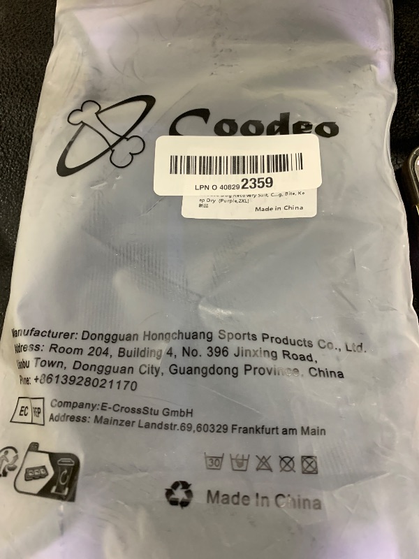 Photo 1 of Coodeo Dog Recovery Suit, Cone Collar Alternative, Abrasion Resistant Dog Recovery Sleeve, Washable 2.5mm Thick and Waterproof, Pet Wounds Prevent Licking, Bite, Keep Dry?Purple?2XL