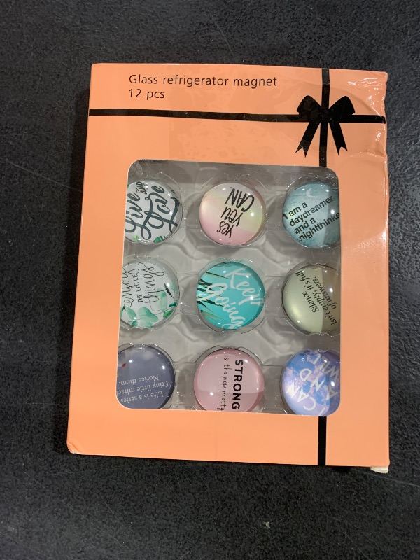 Photo 1 of 12Pcs Glass Refrigerator Magnets - Fridge Magnets Decoration for Classroom, Locker, Office Whiteboards, Cabinet, Dishwasher and Magnetic Surfaces (Inspirational Quote Fresh)