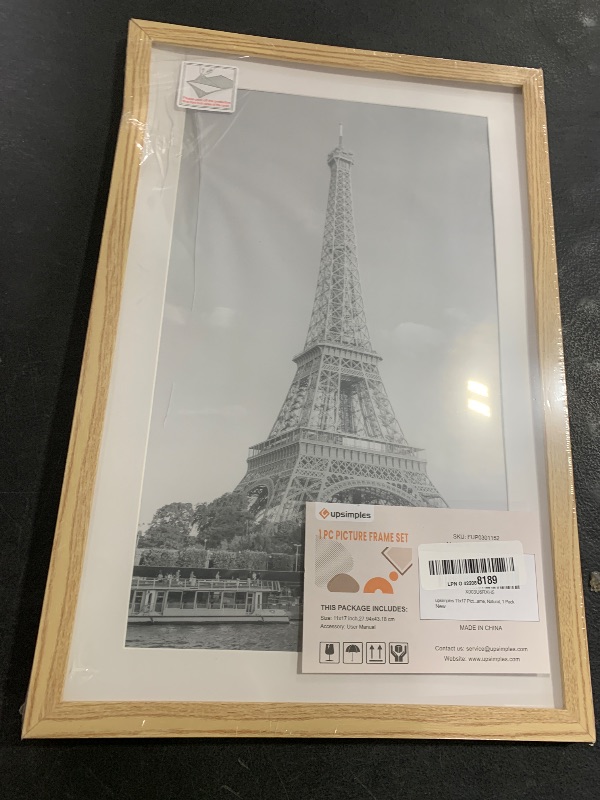 Photo 1 of upsimples 11x17 Picture Frame, Display Pictures 9x15 with Mat or 11 x 17 Without, Wall Hanging Poster Frames, Natural, 1 Pack