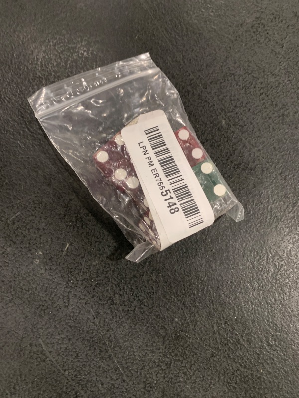 Photo 1 of Authentic Las Vegas Casino Used Dice Set - 5 Assorted Colored Professional Grade Gaming Dice with Serial Numbers - 6-Sided, Large, 19mm - Great for Farkle, Bunco, Yahtzee, Liars Dice & Casino Games