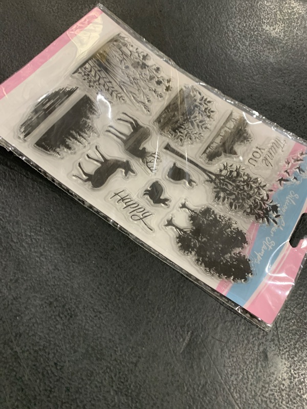 Photo 1 of GLOBLELAND Forest Animal Silhouette Clear Stamps Wild Deer Rabbit Bird Silicone Stamp Seals Transparent Stamps for DIY Scrapbooking Cards Making Photo Album Journal