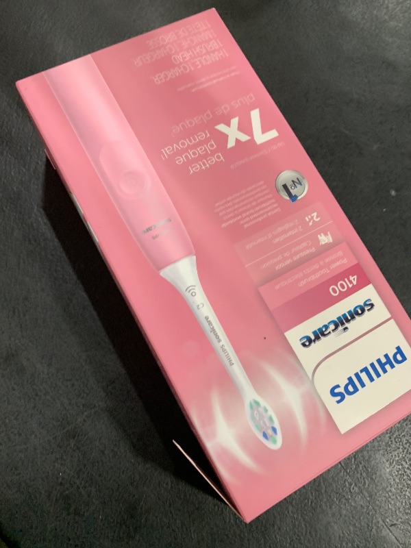 Photo 1 of Philips Sonicare 4100 Rechargeable Electric Toothbrush, with Pressure Sensor, 2 Intensity Settings, SmarTimer and QuadPacer, 14-Day Battery Life, Deep Pink, Model HX3681/26