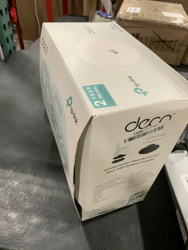 Photo 1 of TP-Link Deco X20-OUTDOOR AX1800 Dual-Band Wi-Fi 6 Outdoor Mesh WiFi Extender Unit | Up to 2,200 sq.ft| 2 Gigabit PoE+ Ports, Waterproof| HomeShield| 3 Mounting Options| Secure by Design, 1-Pack