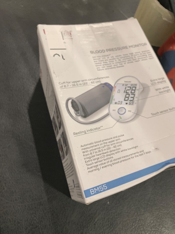 Photo 1 of Beurer BM55 Blood Pressure Machine – XL Backlit Display, Arrhythmia Alarm, Portable Storage Kit, 2 Users, Automatic Blood Pressure Cuff, Resting Indicator – Blood Pressure Monitor Batteries Included