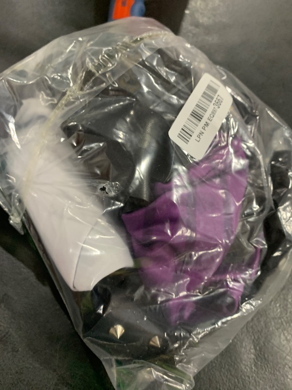 Photo 1 of Helltaker Purple Cosplay Costume Tops Pants Belt with Gloves Headwear Full Set for Halloween Party