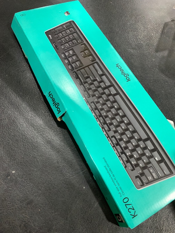 Photo 1 of Logitech K270 Wireless Keyboard for Windows, 2.4 GHz Wireless, Full-Size, Number Pad, 8 Multimedia Keys, 2-Year Battery Life, Compatible with PC, Laptop, Black