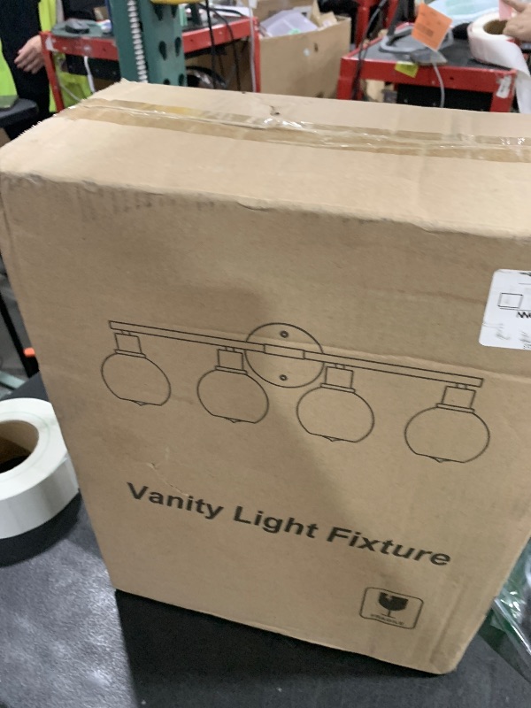 Photo 1 of 2025 Upgrade 4-Light Bathroom Light Fixtures, Black Bathroom Lights Over Mirror with Clear Glass Globe Shade, Vanity Lights for Bathroom Kitchen Living Room Hallway Cabinet Bedroom Porch