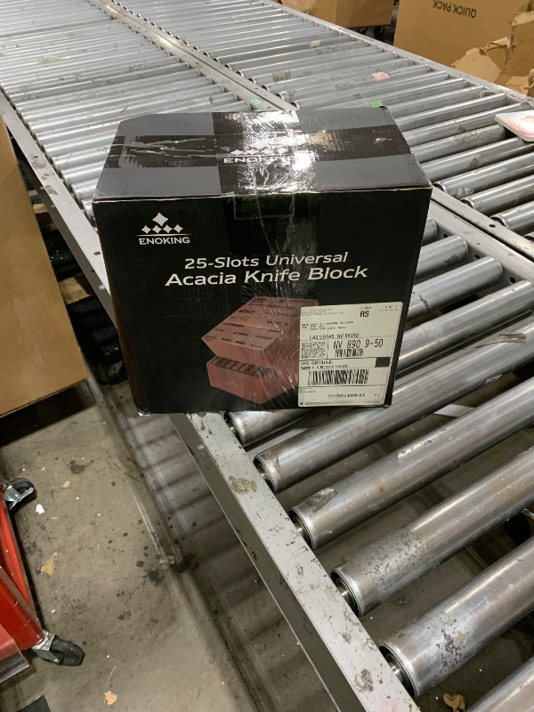 Photo 1 of ENOKING Knife Block without Knives, Large Knife Holder- 25 Slots Acacia Wood Universal Knife Block, Butcher Block Countertop for Knife Storage Organizer
