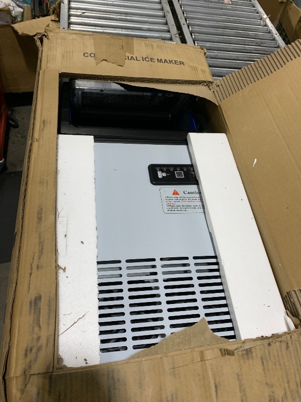 Photo 1 of Commercial Ice Maker Machine 120 LBS/24H, 40 Ice Trays Freestanding & Undercounter Ice Machine Stainless Steel with 20 LBS Ice Storage Capacity, Ice Maker with Water Line and Filter, Dual Water Inlet