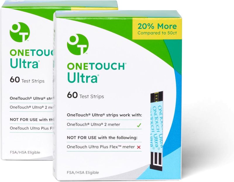 Photo 1 of OneTouch Ultra Test Strips for Diabetes - 60 Count Diabetic Test Strips | Blood Sugar Test Strips for Blood Glucose Monitor Kit 