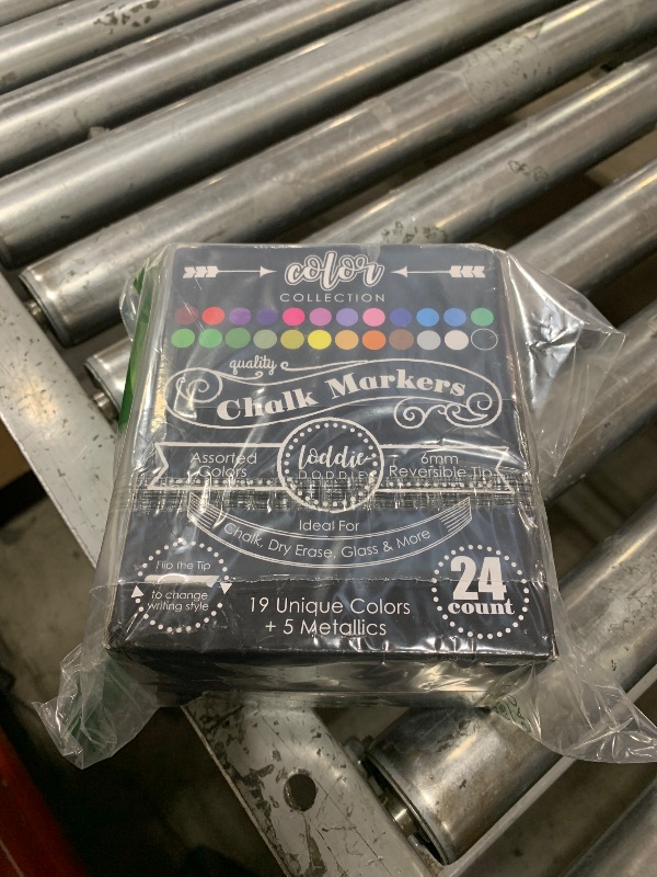Photo 1 of Loddie Doddie Chalk Markers - 24-Pack, 6mm Reversible Bullet & Chisel Tip - Dust-Free, Erasable Liquid Chalk Markers - Versatile for Windows, Glass & Chalkboard Surfaces
