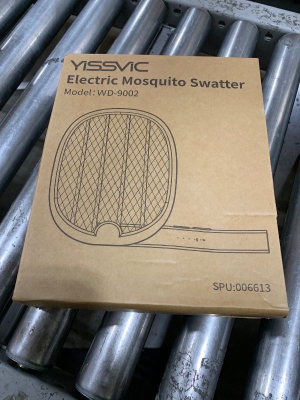 Photo 1 of YISSVIC Electric Fly Swatter Foldable Bug Zapper Racket 2 in 1 Mosquito Killer with Purple Attractant Light Rechargeable 1800mAh for Indoor Home Backyard Patio Camping