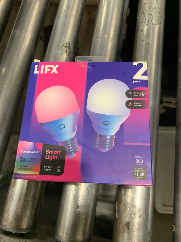 Photo 1 of LIFX Color A19 800 lumens, Billions of Colors and Whites, Wi-Fi Smart LED Light Bulb, No Bridge Required, Works with Alexa, Hey Google, HomeKit and Siri (2-Pack)