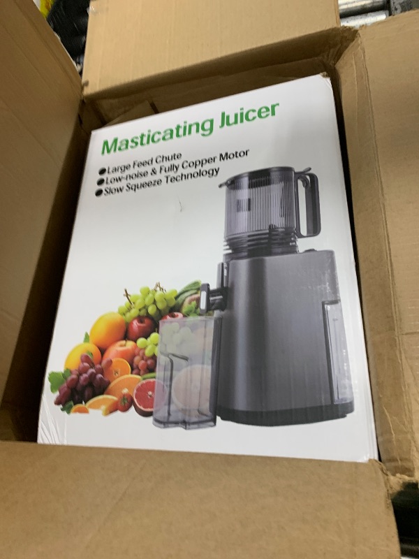 Photo 1 of Cold Press Juicer, 5.4" Wide Feed Chute Juicer Machines for Vegetable and Fruit, Slow Masticating Juicer Easy to Clean, Grey