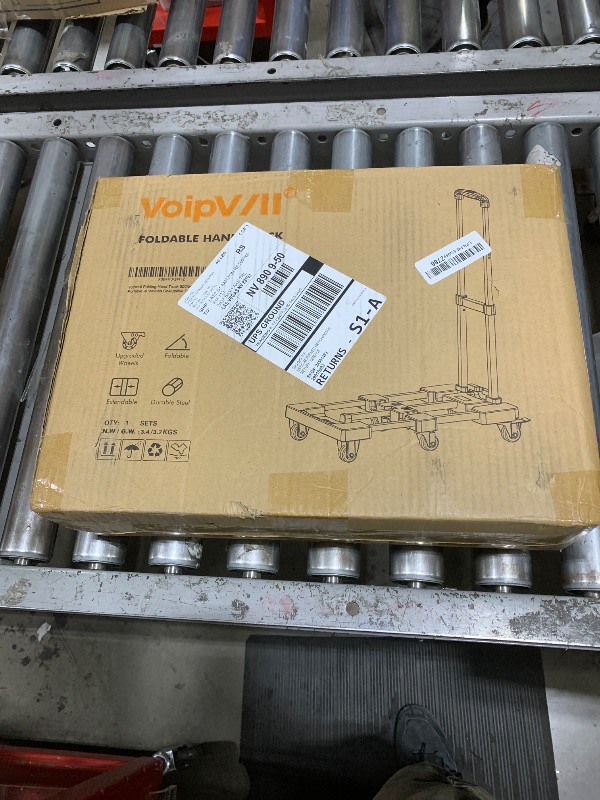 Photo 1 of Voipvvii Folding Hand Truck 500lbs, Portable Heavy Duty Dolly Cart, 6 Wheels Collapsible Luggage Cart with 2 Elastic Ropes - Compact Trolley Cart for Easy Moving - Ideal Hand Cart for Travel and More