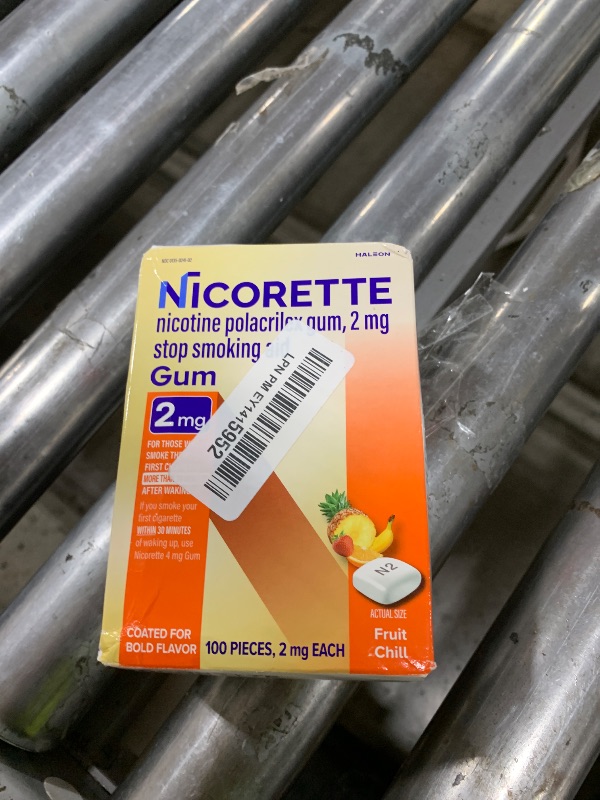Photo 1 of Nicorette 2 mg Nicotine Gum to Quit Smoking - Fruit Chill Flavored Stop Smoking Aid, 100 Count EXP 2028/01