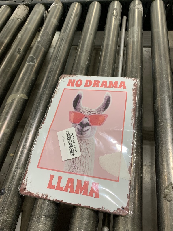 Photo 1 of Vintage Metal Signs - No Drama Llama Tin Sign Cool Funny Poster Wall Art Decor Plaque for Home Bar Club Cafe Office Kitchen Bathroom 8x12 inch