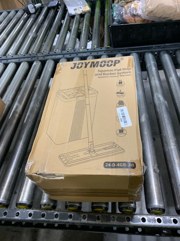 Photo 1 of JOYMOOP Mop and Bucket Set with Wringer, Flat Mops for Floor Cleaning, Wall Mop Cleaner with Long Handle, Hardwood Floor Mop with 4 Microfiber Pads