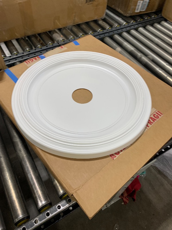 Photo 1 of Ekena Millwork CMP22BE Berkshire Thermoformed PVC Ceiling Medallion (Fits Canopies up to 10 1/8"), 22"OD x 3 1/2"ID x 1"P
