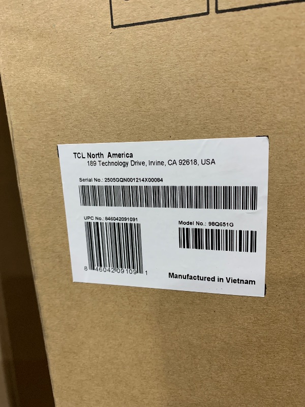 Photo 1 of TCL 98-Inch Q65 QLED 4K UHD Smart TV with Google TV (98Q651G, 2024 Model) Dolby Vision, Dolby Atmos, HDR Pro+, Game Accelerator Enhanced Gaming, Voice Remote, Works with Alexa, Streaming Television