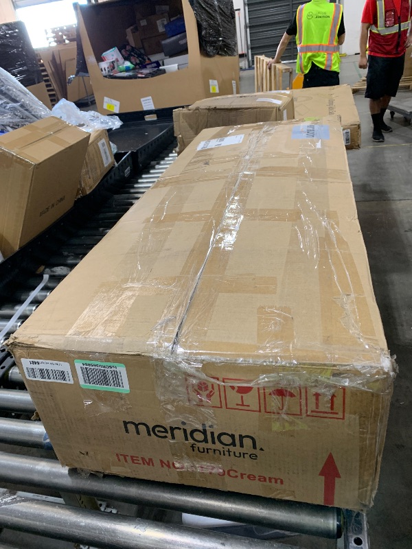 Photo 1 of Meridian Furniture 179Cream Waverly Collection Modern | Contemporary Bench with Solid Wood Rich Natural Finish, Luxurious Cream Boucle Fabric, 52" W x 19" D x 18" H, Cream
