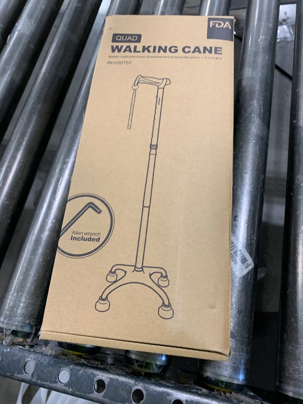 Photo 1 of REHAND Quad Cane, Foldable Walking Cane for Men & Women with 4-Pronged Base for Extra Balance & Stability-Adjustable, Lightweight, Collapsible, Walking Stick for Right or Left Handed Seniors & Adults