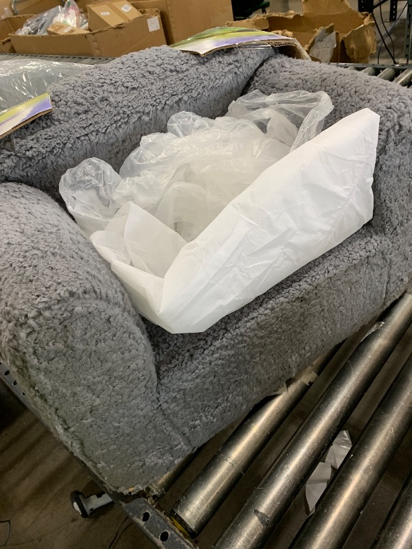 Photo 1 of MOMCAYWEX Kids Snuggly-Soft Sherpa Chair, Cuddly Toddler Foam Chair for Boys and Girls, Grey
