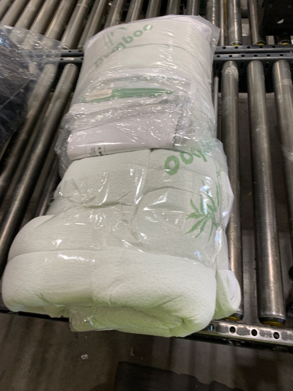 Photo 1 of Ultra Soft Queen Size Mattress Topper - Viscose Made from Bamboo Pillow Top Mattress Pad for Back Pain Relief - Naturally Cooling for Hot Sleepers, Green